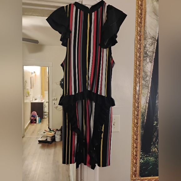 Susana Monaco Multicolor Striped  ruffle Dress 20 inches p2p 41 inch long - Picture 5 of 8